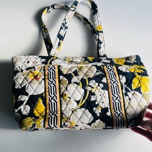 Vera Bradley Quilted Floral Tote in Black and Yellow